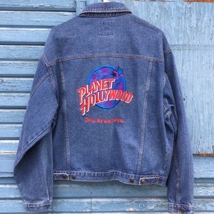 Vintage Planet Hollywood Embroidered Denim Jacket